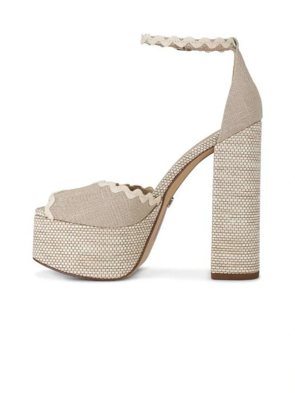 Sam Edelman Beige Cream Platform Peep-Toe Ankle-Strap Heels
